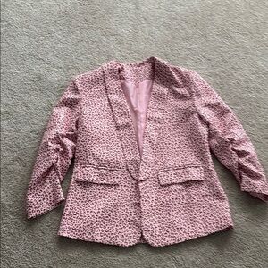 Pink Leopard Print Women's Blazer
